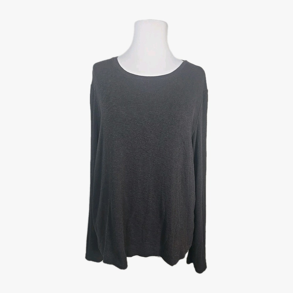 Marled Essentials Black Long Sleeve Crew Neck T-shirt Women's Size XL